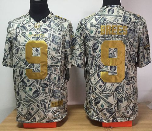 Nike Saints #9 Drew Brees Dollar Fashion Men's Stitched NFL Elite Jersey