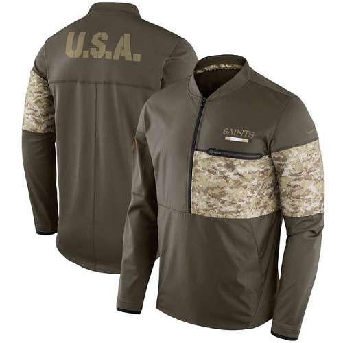 Men's New Orleans Saints Nike Olive Salute to Service Sideline Hybrid Half-Zip Pullover Jacket Men's New Orleans Saints Nike Olive Salute to Service Sideline Hybrid Half-Zip Pullover Jacket