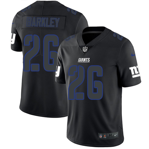 Nike Giants #26 Saquon Barkley Black Men's Stitched NFL Limited Rush Impact Jersey