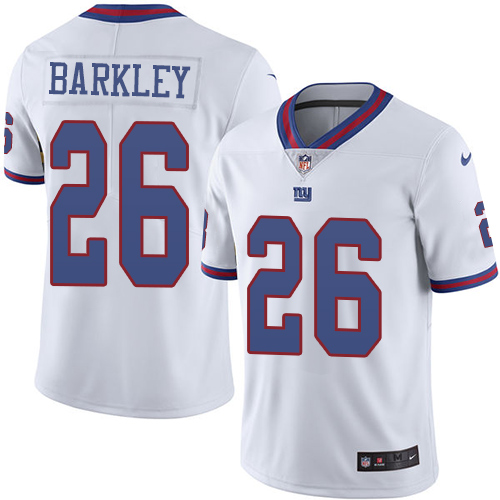 Nike Giants #26 Saquon Barkley White Men's Stitched NFL Limited Rush Jersey