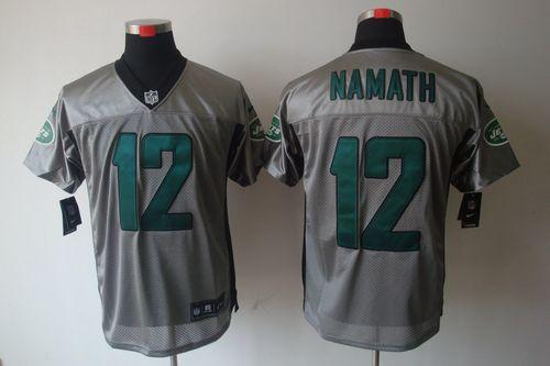 Nike Jets #12 Joe Namath Grey Shadow Men's Stitched NFL Elite Jersey Nike Jets #12 Joe Namath Grey Shadow Men's Stitched NFL Elite Jersey