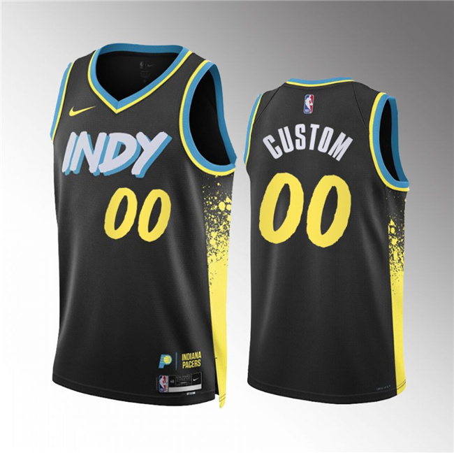Men's Indiana Pacers Active Player Custom Black 2023/24 City Edition Stitched Basketball Jersey