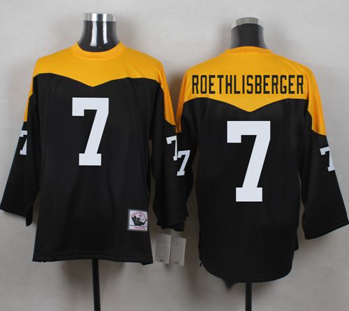 Mitchell And Ness 1967 Steelers #7 Ben Roethlisberger Black/Yelllow Throwback Men's Stitched NFL Jersey