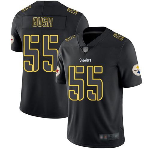 Nike Steelers #55 Devin Bush Black Men's Stitched NFL Limited Rush Impact Jersey
