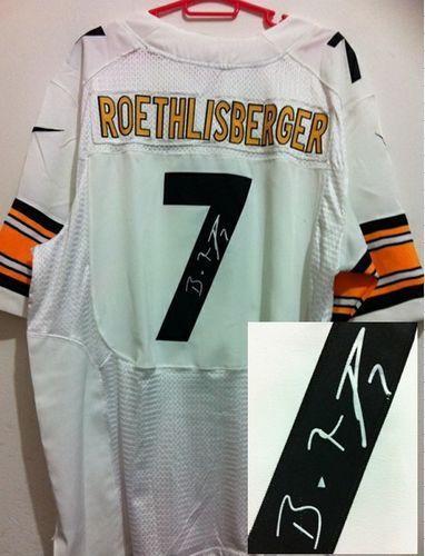 Nike Steelers #7 Ben Roethlisberger White Men's Stitched NFL Elite Autographed Jersey