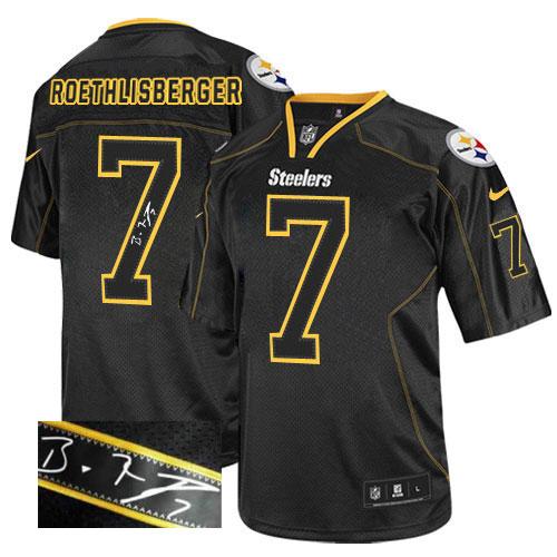 Nike Steelers #7 Ben Roethlisberger Lights Out Black Men's Stitched NFL Elite Autographed Jersey