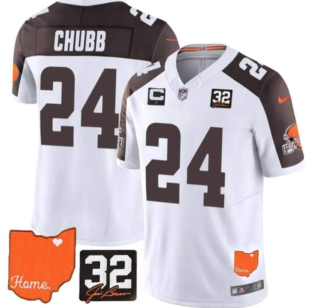 Men's Cleveland Browns ACTIVE PLAYER Custom 2023 New White Limited Stitched Jersey