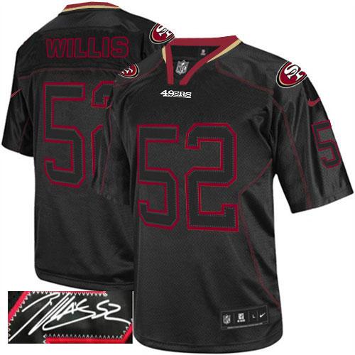 Nike 49ers #52 Patrick Willis Lights Out Black Men's Stitched NFL Elite Autographed Jersey