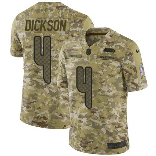 Nike Seahawks #4 Michael Dickson Camo Men's Stitched NFL Limited 2018 Salute To Service Jersey