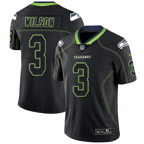 Nike Seahawks #3 Russell Wilson Lights Out Black Men's Stitched NFL Limited Rush Jersey