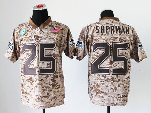 Nike Seahawks #25 Richard Sherman Camo Men's Stitched NFL New Elite USMC Jersey