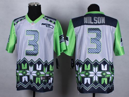 Nike Seahawks #3 Russell Wilson Grey Men's Stitched NFL Elite Noble Fashion Jersey