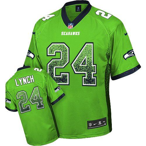 Nike Seahawks #24 Marshawn Lynch Green Men's Stitched NFL Elite Drift Fashion Jersey