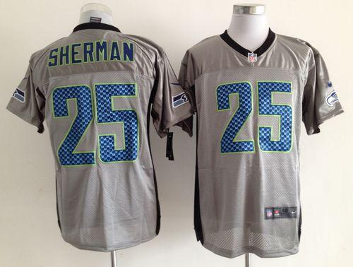 Nike Seahawks #25 Richard Sherman Grey Shadow Men's Stitched NFL Elite Jersey