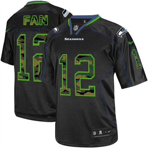 Nike Seahawks #12 Fan Black Men's Stitched NFL Elite Camo Fashion Jersey