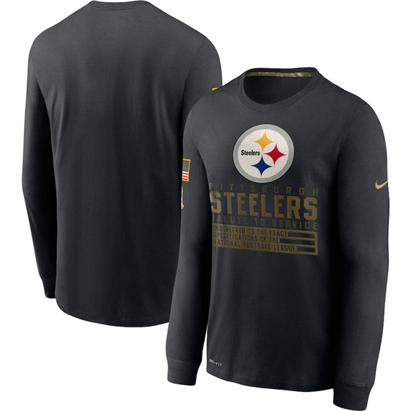 Men's Pittsburgh Steelers Black NFL 2020 Salute To Service Sideline Performance Long Sleeve T-Shirt