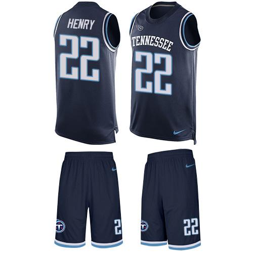 Nike Titans #22 Derrick Henry Navy Blue Team Color Men's Stitched NFL Limited Tank Top Suit Jersey