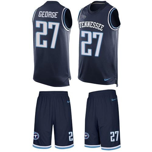 Nike Titans #27 Eddie George Navy Blue Team Color Men's Stitched NFL Limited Tank Top Suit Jersey