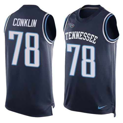 Nike Titans #78 Jack Conklin Navy Blue Team Color Men's Stitched NFL Limited Tank Top Jersey