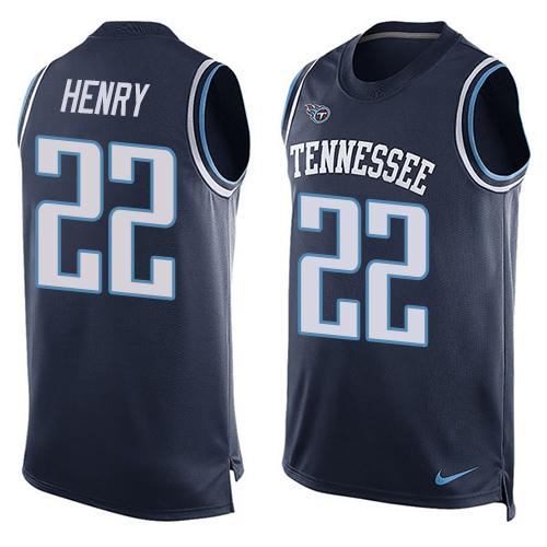 Nike Titans #22 Derrick Henry Navy Blue Team Color Men's Stitched NFL Limited Tank Top Jersey