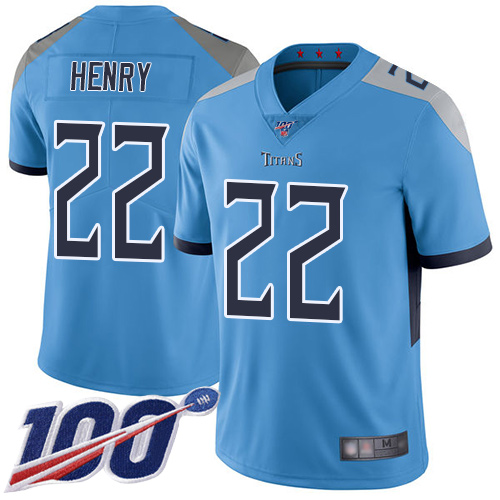 Nike Titans #22 Derrick Henry Light Blue Alternate Men's Stitched NFL 100th Season Vapor Limited Jersey