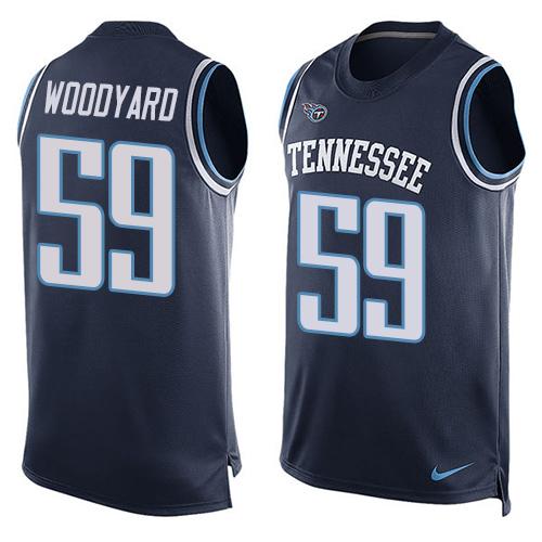 Nike Titans #59 Wesley Woodyard Navy Blue Team Color Men's Stitched NFL Limited Tank Top Jersey