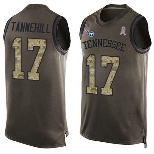 Nike Titans #17 Ryan Tannehill Green Men's Stitched NFL Limited Salute To Service Tank Top Jersey