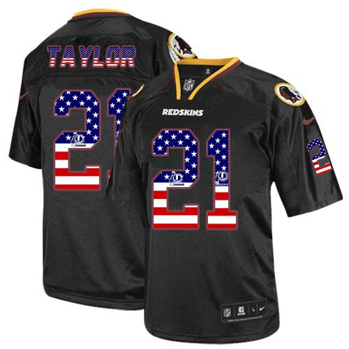 Nike Redskins #21 Sean Taylor Black Men's Stitched NFL Elite USA Flag Fashion Jersey