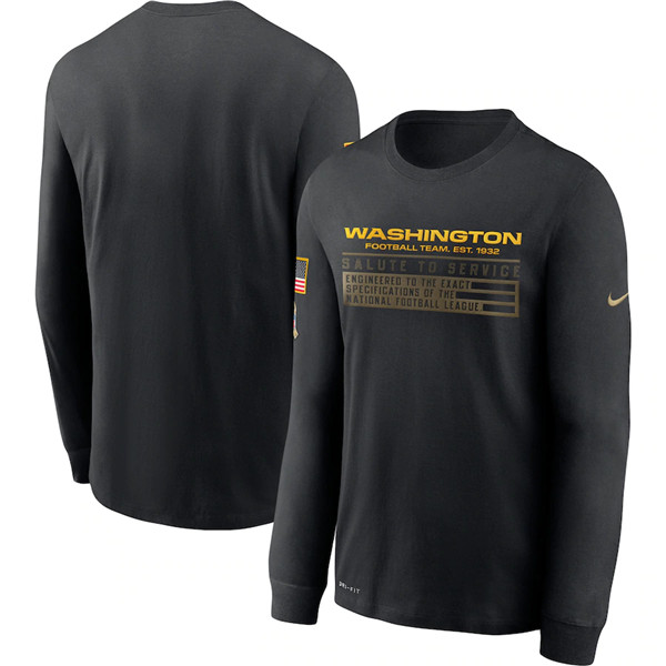 Men's Washington Football Team Black NFL 2020 Salute To Service Sideline Performance Long Sleeve T-Shirt