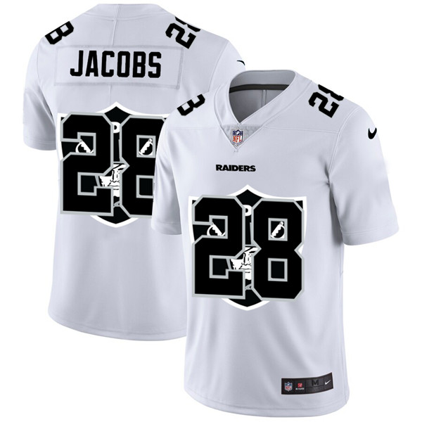 Men's Oakland Raiders #28 Josh Jacobs White NFL Stitched Jersey
