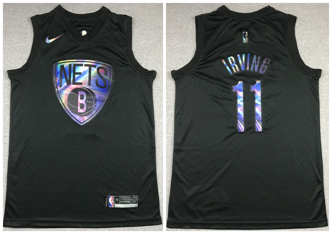 Men's Brooklyn Nets #11 Kyrie Irving Black NBA Crucial Catch Stitched Jersey