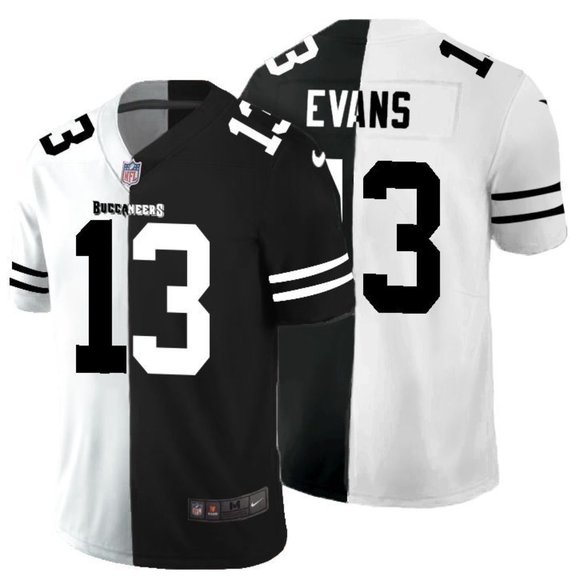 Men's Tampa Bay Buccaneers #13 Mike Evans Black & White NFL Split Limited Stitched Jersey