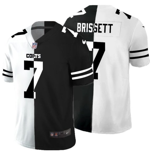 Men's Indianapolis Colts #7 Jacoby Brissett Black & White NFL Split Limited Stitched NFL Jersey