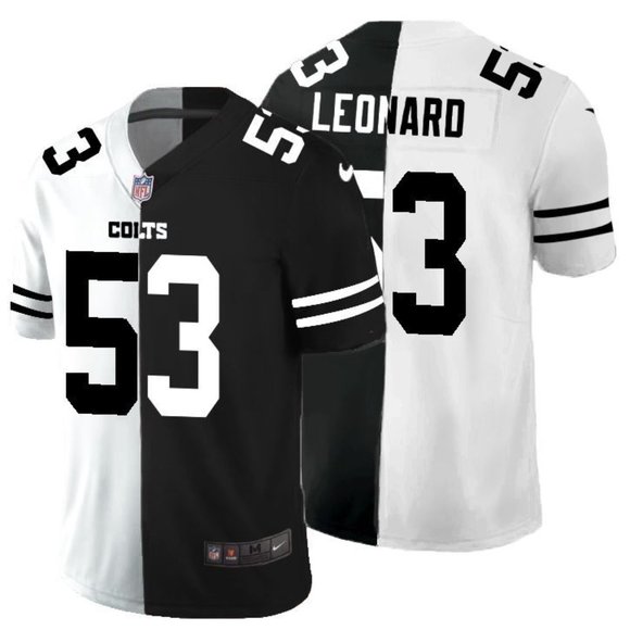 Men's Indianapolis Colts #53 Darius Leonard Black & White NFL Split Limited Stitched Jersey
