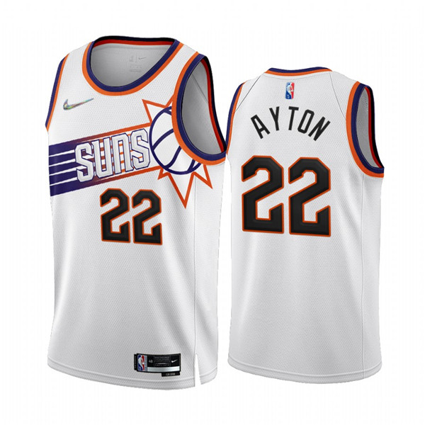 Men's Phoenix Suns #22 Deandre Ayton 2022/23 White 75th Anniversary Association Edition Stitched Jersey