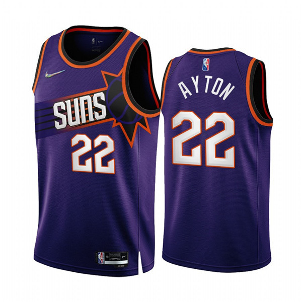 Men's Phoenix Suns #22 Deandre Ayton 2022/23 Purple 75th Anniversary Icon Edition Stitched Jersey