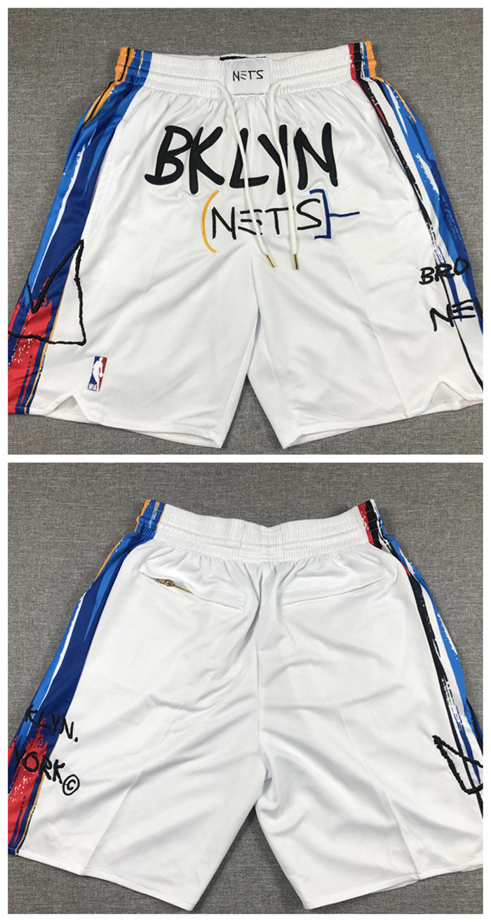 Men's Brooklyn Nets Whie Shorts (Run Small)