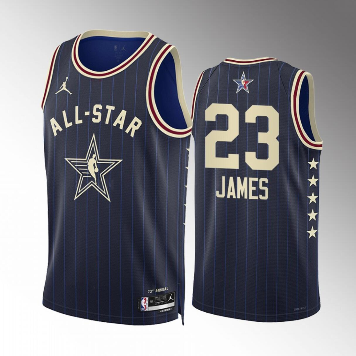 Men's 2024 All-Star #23 LeBron James Stitched Navy Basketball Jersey