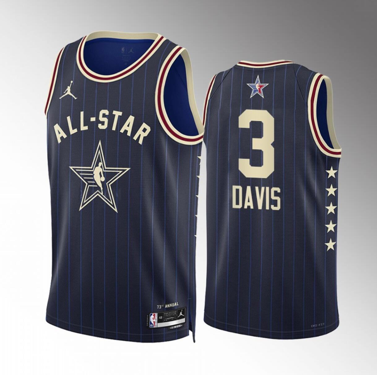 Men's 2024 All-Star #3 Anthony Davis Stitched Navy Basketball Jersey