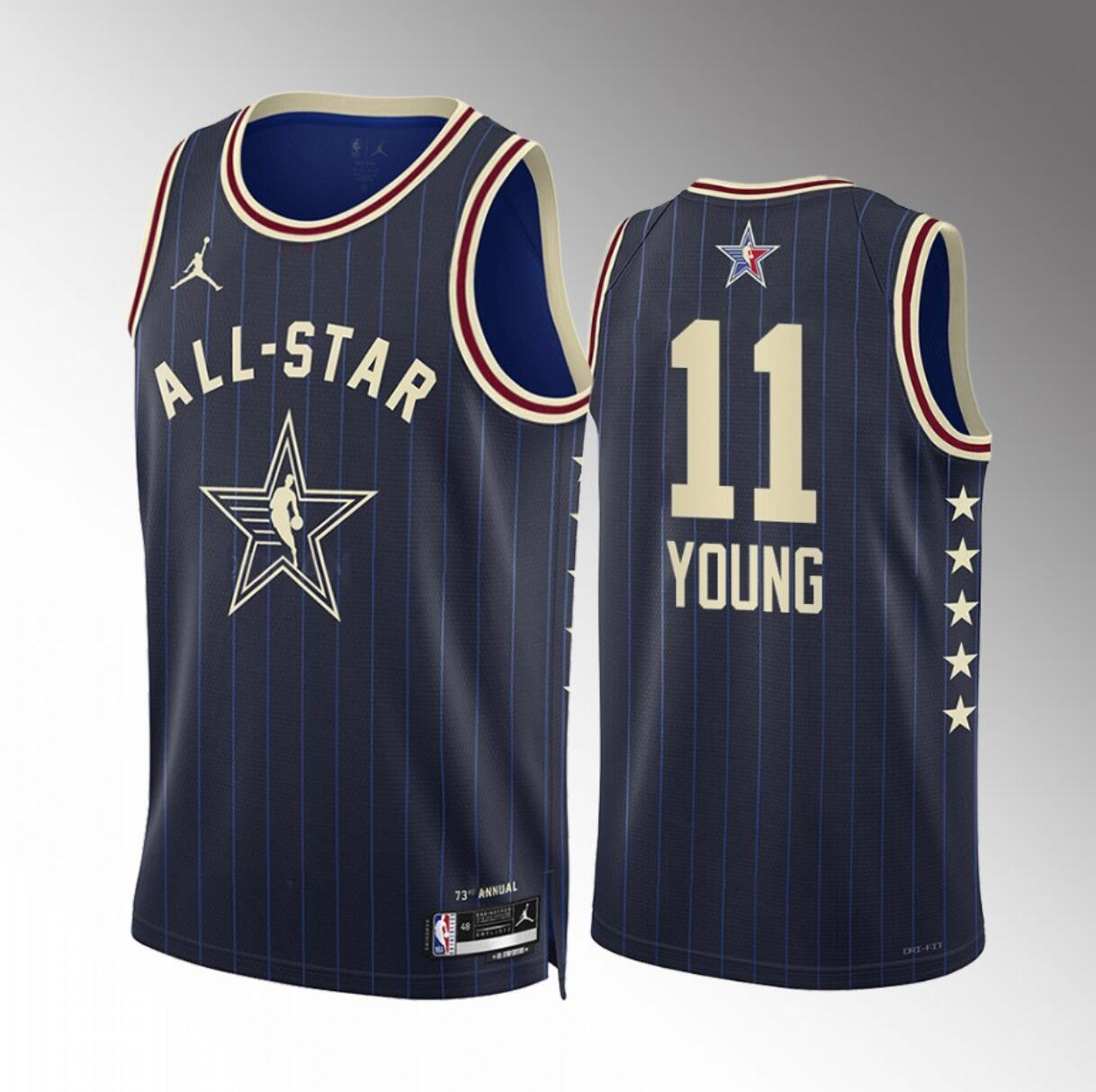Men's 2024 All-Star #11 Trae Young Crimson Stitched Navy Basketball Jersey