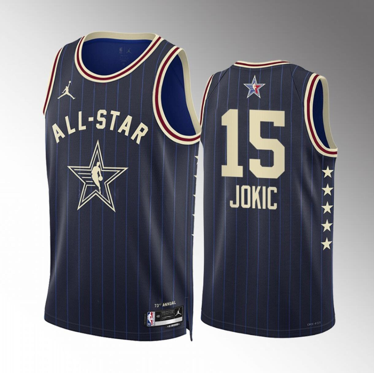 Men's 2024 All-Star #15 Nikola Jokic Stitched Navy Basketball Jersey