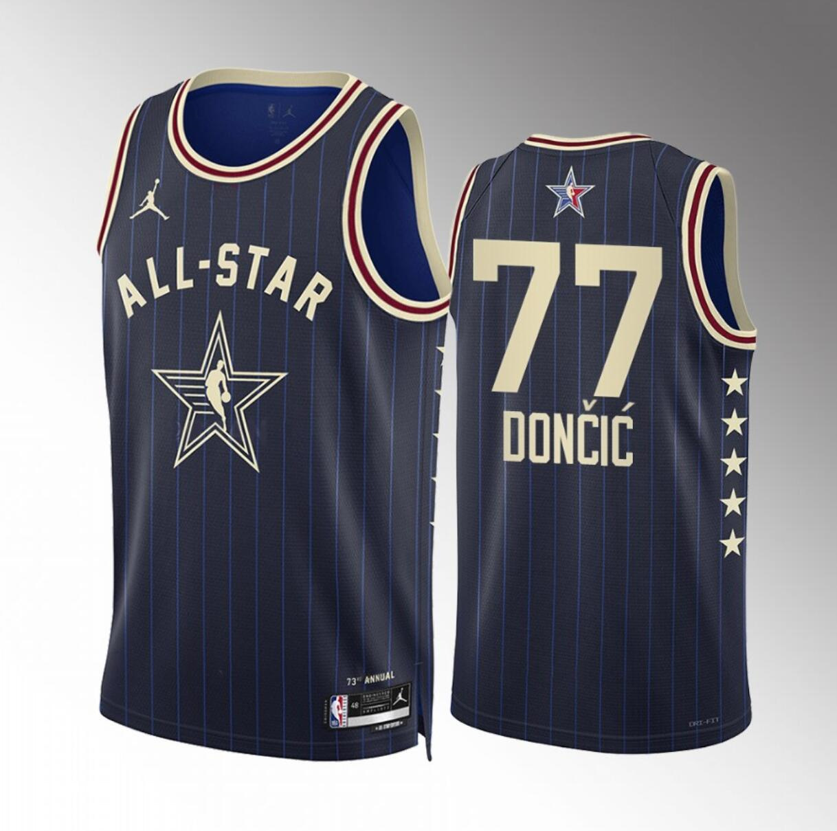Men's 2024 All-Star #77 Luka Dončić Stitched Navy Basketball Jersey