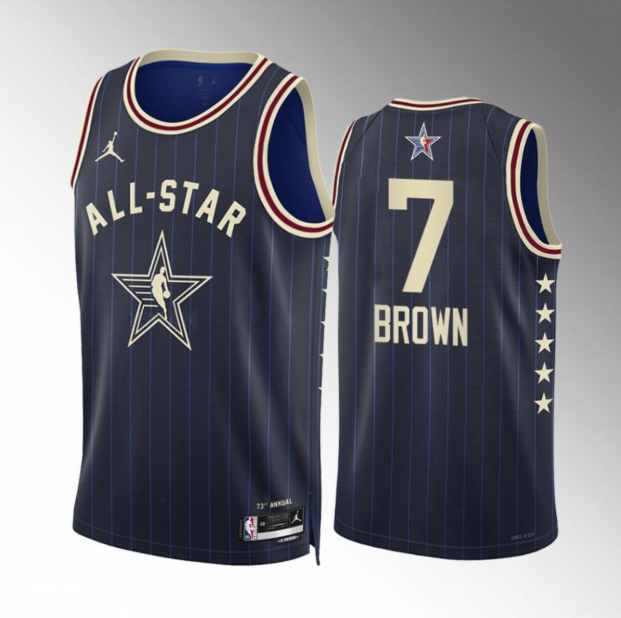 Men's 2024 All-Star #7 Jaylen Brown Stitched Navy Basketball Jersey