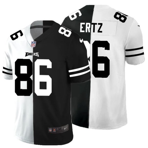 Men's Philadelphia Eagles #86 Zach Ertz Black & White NFL Split Limited Stitched Jersey