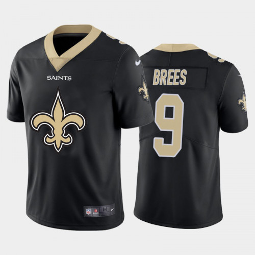 Men's New Orleans Saints #9 Drew Brees Black 2020 Team Big Logo Limited Stitched Jersey
