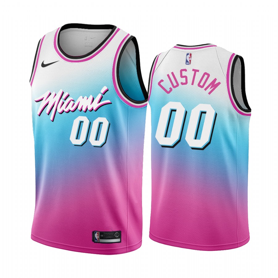 Men's Miami Heat Active Player Blue Pink City Edition New Uniform 2020