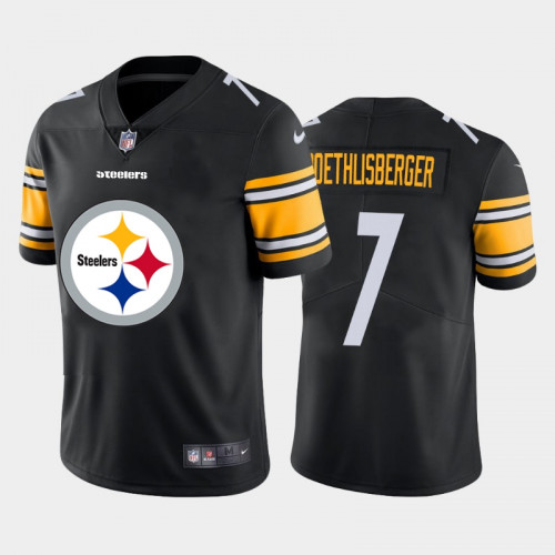 Men's Pittsburgh Steelers #7 Ben Roethlisberger Black 2020 Team Big Logo Limited Stitched Jersey