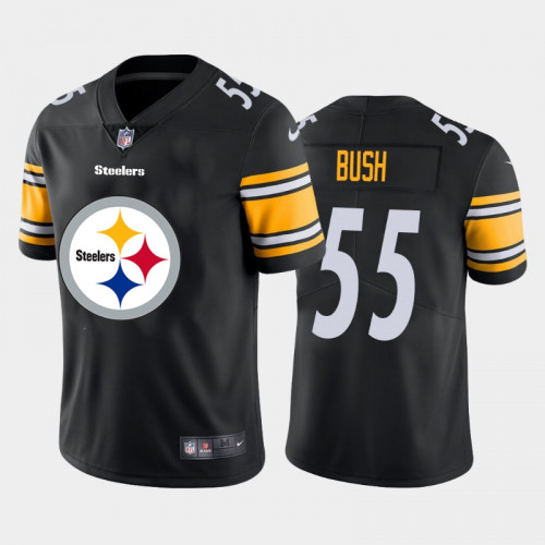 Men's Pittsburgh Steelers #55 Devin Bush Black 2020 Team Big Logo Limited Stitched Jersey
