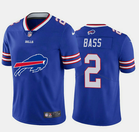Men's Buffalo Bills #2 Tyler Bass Blue 2020 Team Big Logo Limited Stitched Jersey