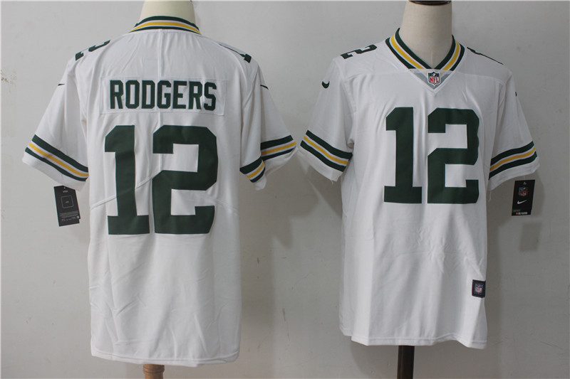 Men's Green Bay Packers #12 Aaron Rodgers White Stitched NFL Vapor Untouchable Limited Jersey